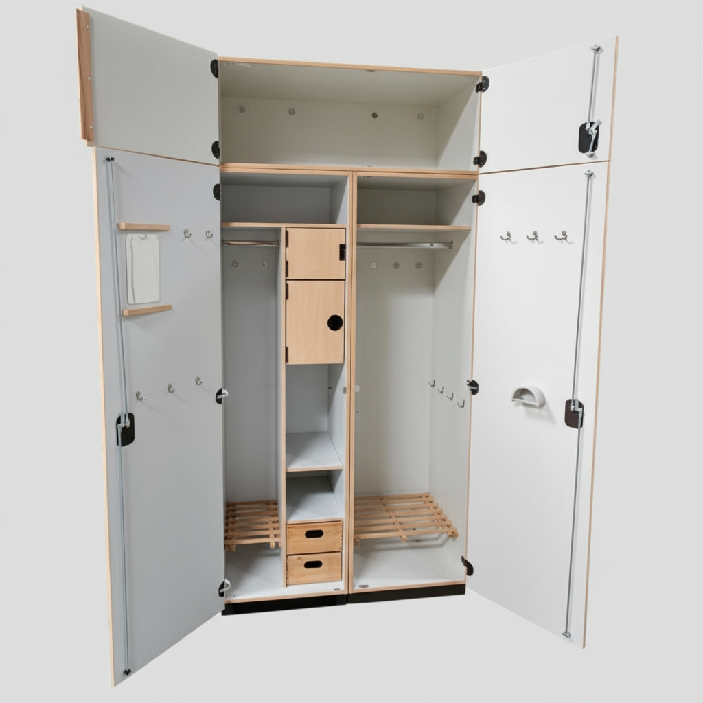 Bundeswehr Aufsatzschrank Gebraucht - Buche-Dekor | 120×60×45 cm Bild 2