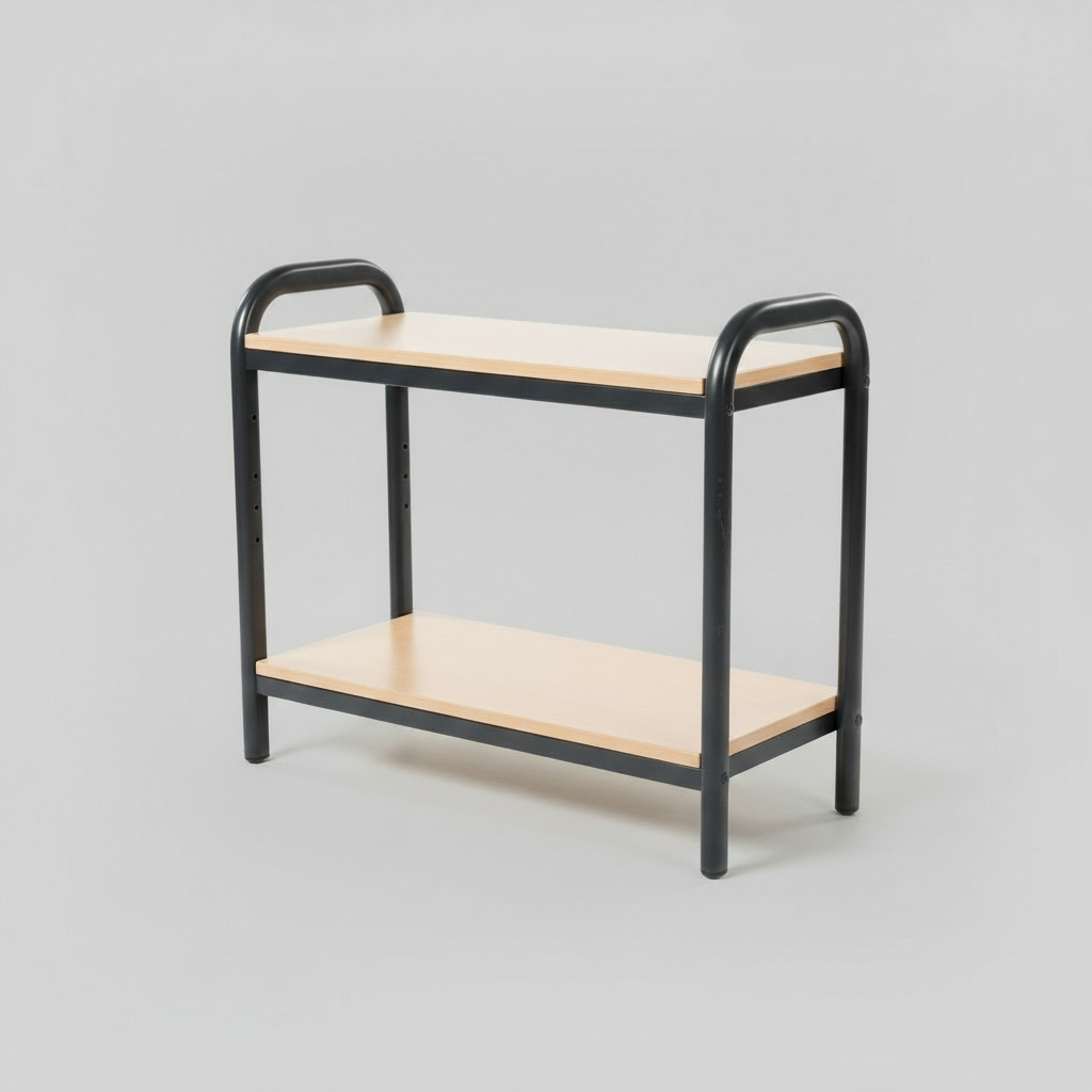 Bundeswehr Beistelltisch/Regal Gebraucht - 2 Ebenen Buche-Dekor | Nachttisch & Aufbewahrung Bild 2