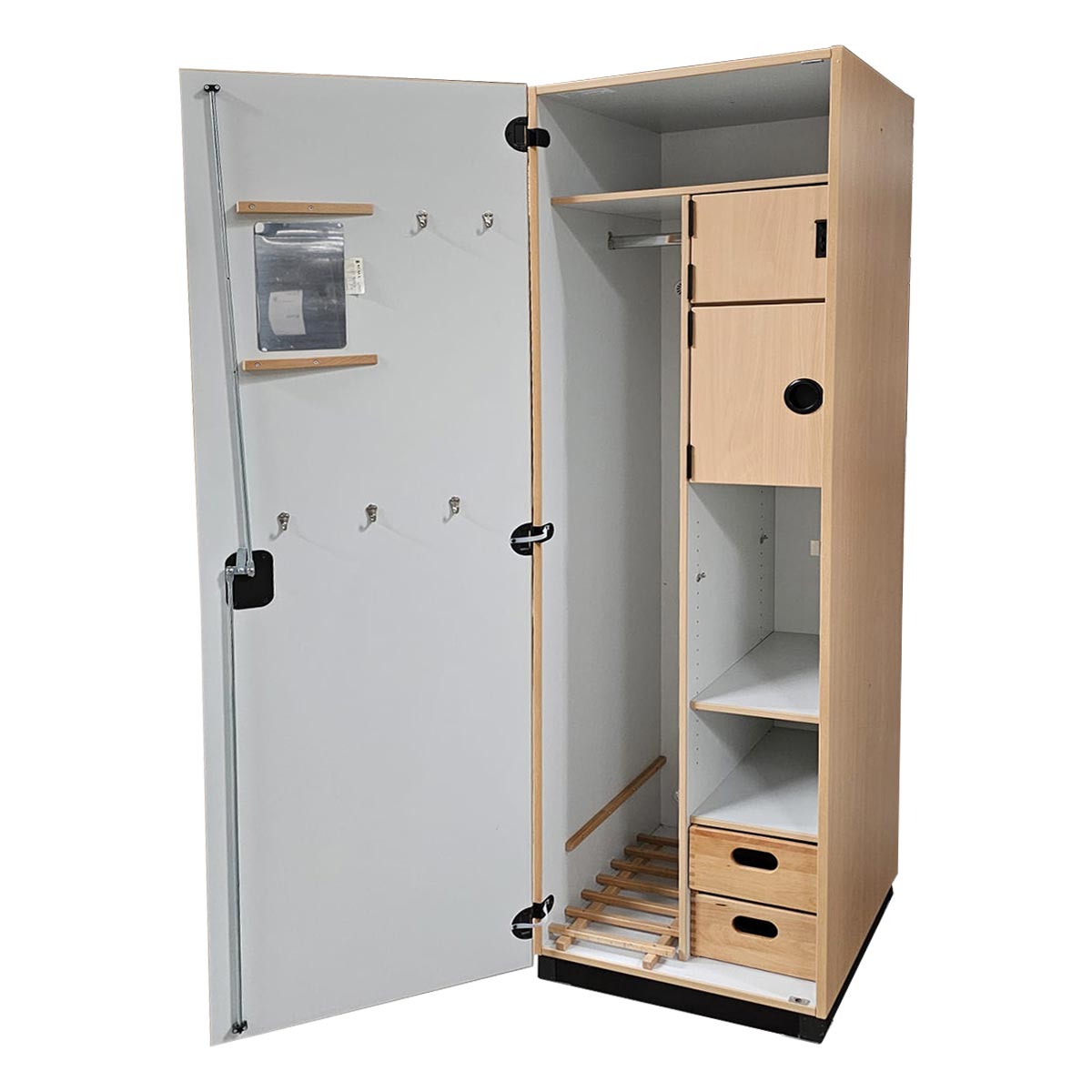 Bundeswehr Spind Links Gebraucht - Buche-Dekor mit Spiegel & Wertfach | 200×60×60 cm